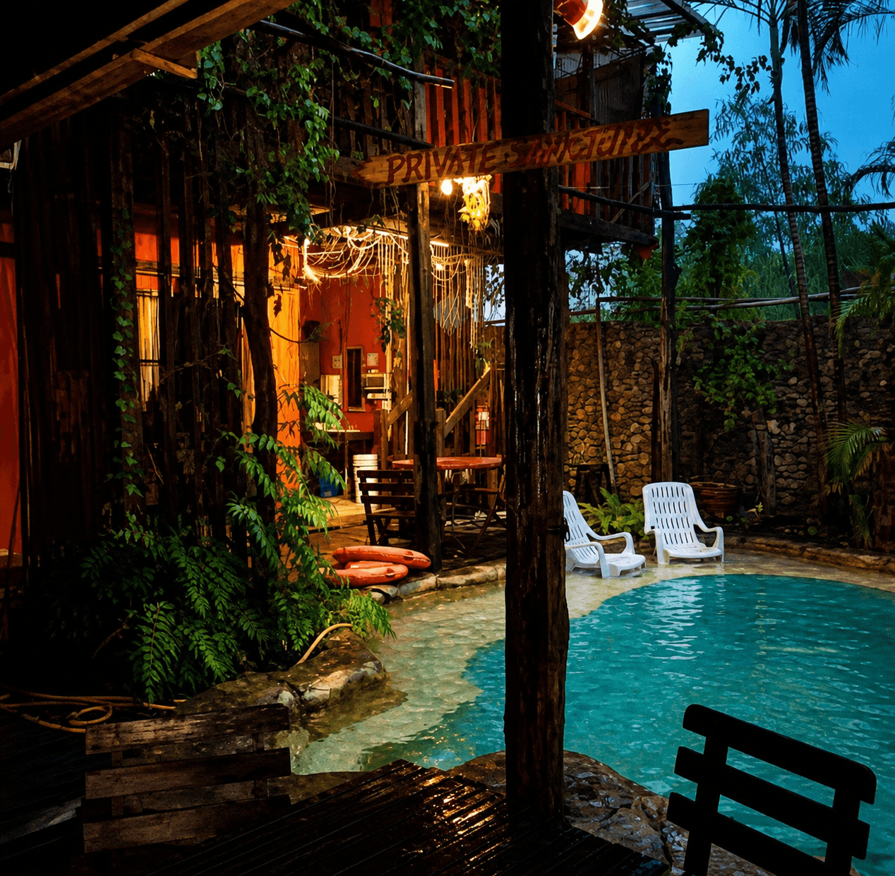 Evening at the sanctuary pool